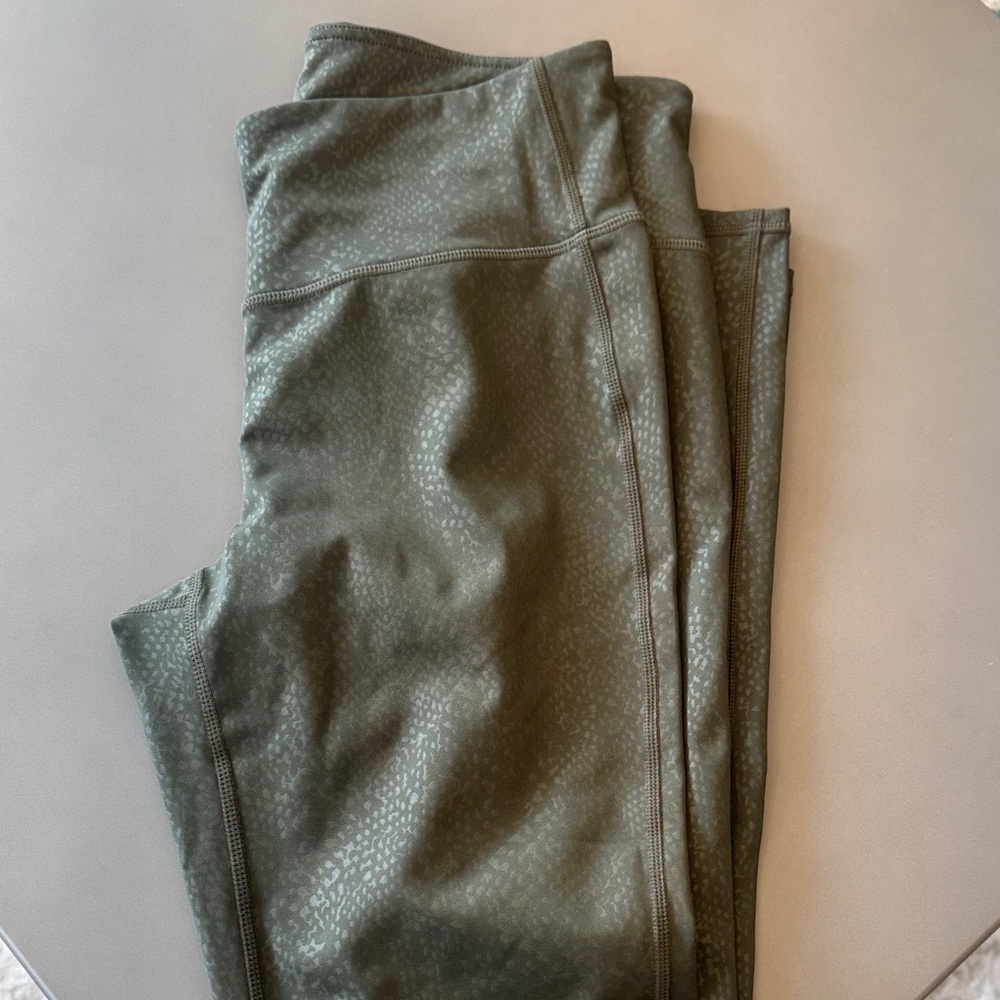 Athleta Olive Green Subtle Leopard Print Leggings